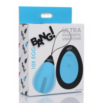 Bang! 10X Vibrating Silicone Egg with Remote - Blue