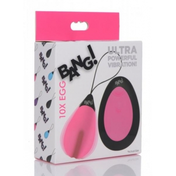 Bang! 10x Powerful Vibrating Silicone Egg with Remote Control - Pink