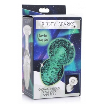 Booty Sparks Glow-in-the-dark Glass Anal Plug Large