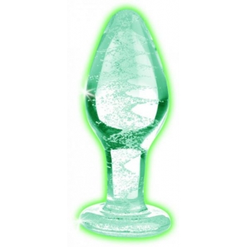 Booty Sparks Glow-in-the-Dark Glass Anal Plug - Medium