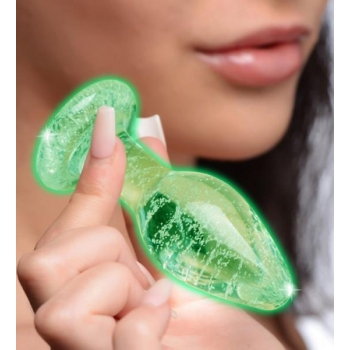 Booty Sparks Glow-in-the-Dark Glass Anal Plug - Medium