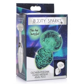 Booty Sparks Glow-in-the-Dark Glass Anal Plug - Medium