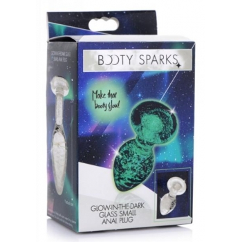 Booty Sparks Glow-in-the-dark Glass Anal Plug Small