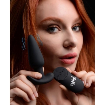 Bang! 21X Vibrating Silicone Butt Plug With Remote Black