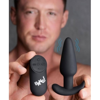 Bang! 21X Vibrating Silicone Butt Plug With Remote Black