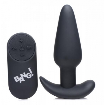 Bang! 21X Vibrating Silicone Butt Plug With Remote Black