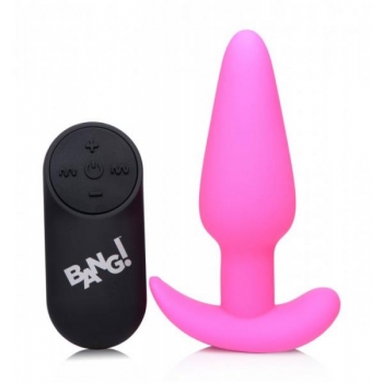 Bang! 21x Vibrating Silicone Butt Plug W/ Remote Pink