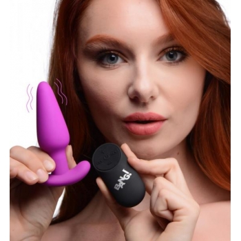 Bang! 21x Vibrating Silicone Butt Plug with Remote - Purple