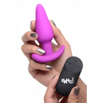 Bang! 21x Vibrating Silicone Butt Plug with Remote - Purple