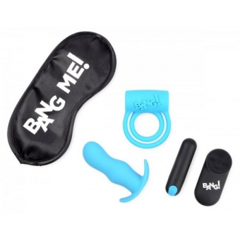 Bang! Duo Blast C Ring Butt Plug Bullet & Blindfold Kit - Black