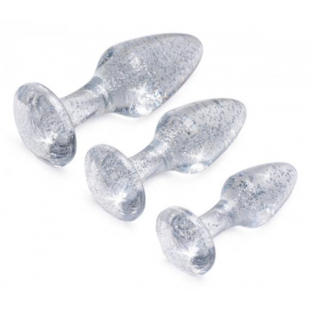 Booty Sparks Glitter Gem Anal Plug Set Silver