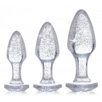 Booty Sparks Glitter Gem Anal Plug Set Silver