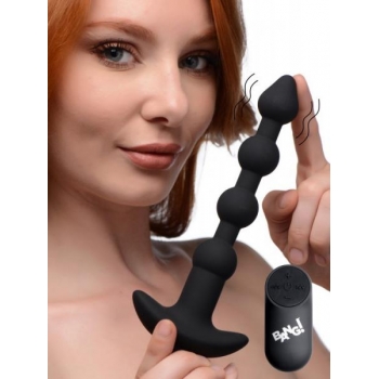 Bang! Vibrating Silicone Anal Beads with Remote - Black