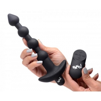 Bang! Vibrating Silicone Anal Beads with Remote - Black