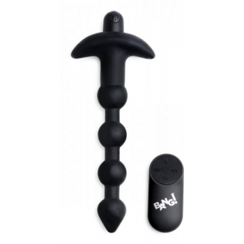 Bang! Vibrating Silicone Anal Beads with Remote - Black