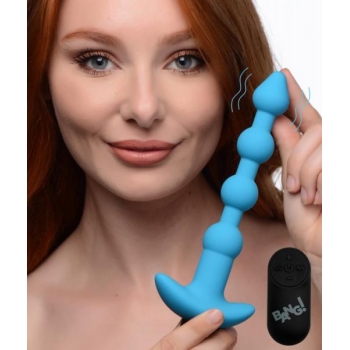 Bang! Vibrating Silicone Anal Beads with Remote Control in Blue