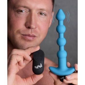 Bang! Vibrating Silicone Anal Beads with Remote Control in Blue