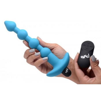 Bang! Vibrating Silicone Anal Beads with Remote Control in Blue