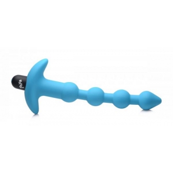 Bang! Vibrating Silicone Anal Beads with Remote Control in Blue