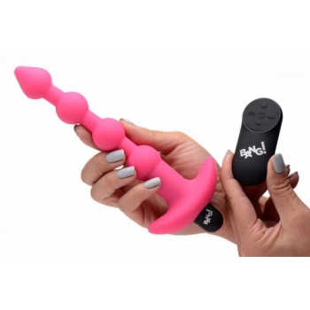 Bang! Vibrating Silicone Anal Beads & Remote Pink