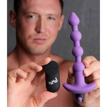 Bang! Vibrating Silicone Anal Beads & Remote - Purple