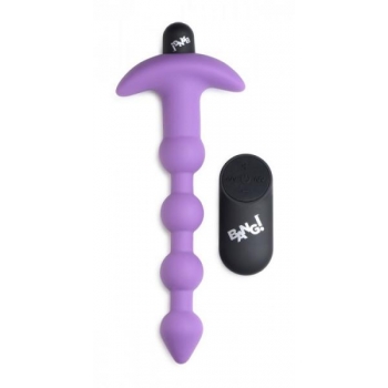 Bang! Vibrating Silicone Anal Beads & Remote - Purple