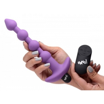 Bang! Vibrating Silicone Anal Beads & Remote - Purple