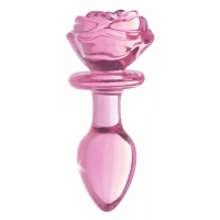 Booty Sparks Pink Rose Glass Medium Anal Plug - Elegant Design