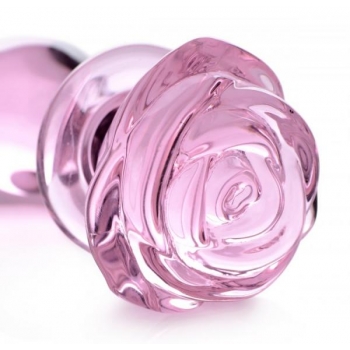 Booty Sparks Pink Rose Glass Medium Anal Plug