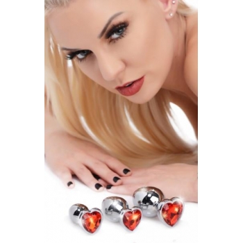 Booty Sparks Red Heart Gem Anal Plug Set