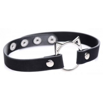 Master Series Kinky Kitty Ring Slim Choker Black