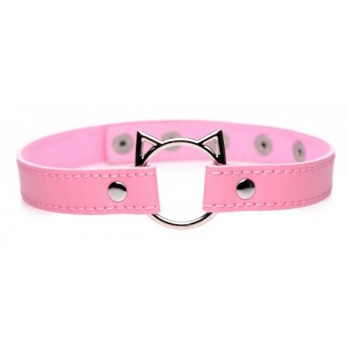 Master Series Kinky Kitty Ring Slim Choker - Pink