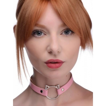 Master Series Kinky Kitty Ring Slim Choker - Pink