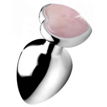 Booty Sparks Gemstones Large Heart Anal Plug Rose Quartz