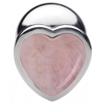 Booty Sparks Gemstones Large Heart Anal Plug Rose Quartz