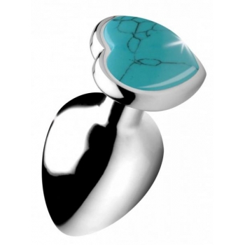 Booty Sparks Gemstones Large Heart Anal Plug Turquoise