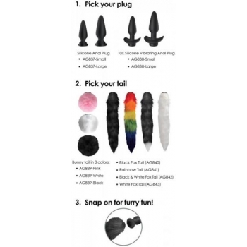 Tailz Snap On Silicone Anal Plug & 3 Interchangeable Tails