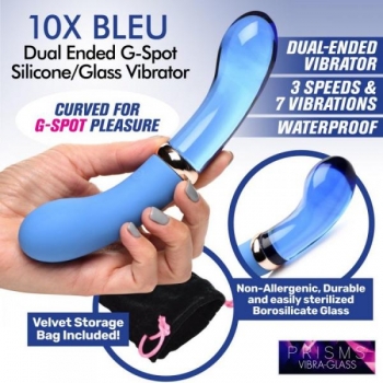 Prisms Vibra-glass 10x Bleu Dual Ended G Spot Vibe