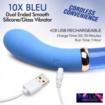 Prisms Vibra-glass 10x Bleu Dual Ended G Spot Vibe