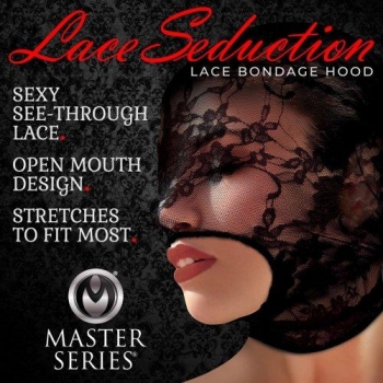 Master Series Lace Seduction Bondage Hood - Black