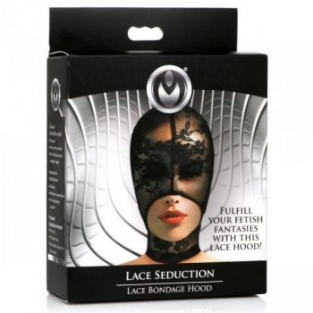 Master Series Lace Seduction Bondage Hood - Black